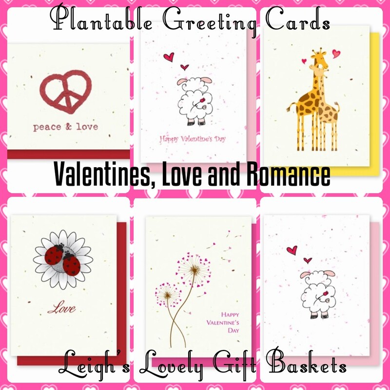 Valentines, Love and Romance greeting cards with a colorful array of embedded wildflower seeds, Seven designs are available. Select the Valentines, Love and Romance category  