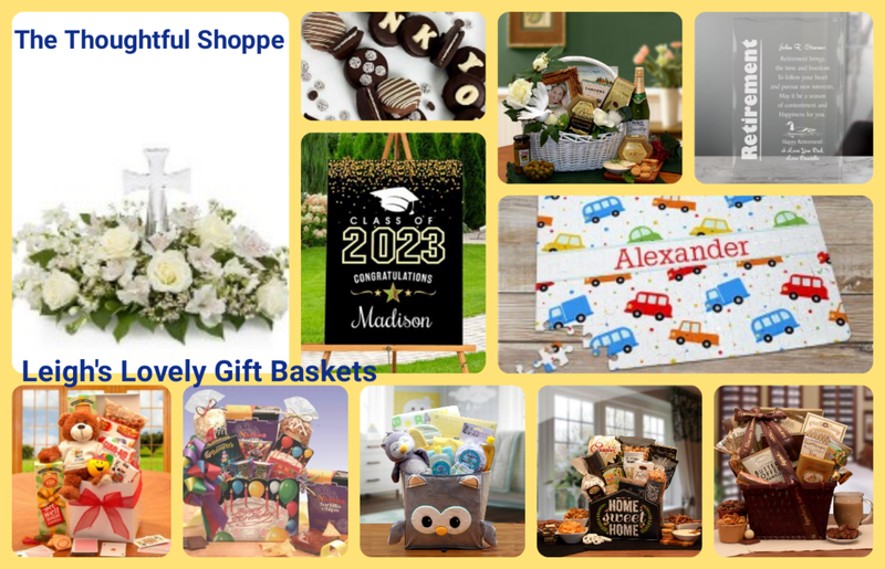 Photo Collage link to Leigh's Lovely Thoughtful Shoppe Page to shop for gifts for many occasions! 