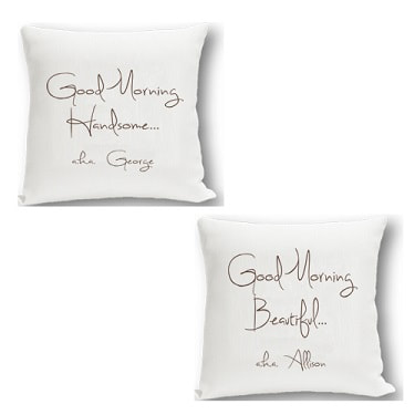 Couples Throw Pillow Set in choice of two designs 