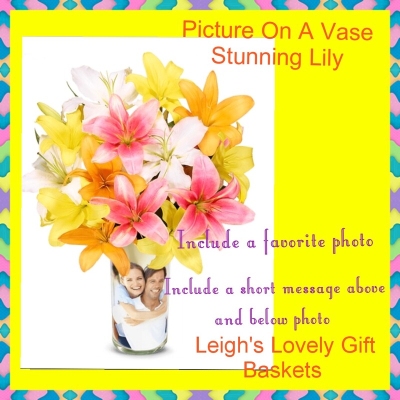 Create an unforgettable gift when you email a photo to La Bella Baskets, create a personalized message and include a beautiful bouquet of seasonal, multi-colored lilies. Ships Overnight via UPS