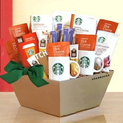 Starbucks Coffee, Cocoa and Chocolate w/ Beige Box is perfect for an office party or corporate client gift! 