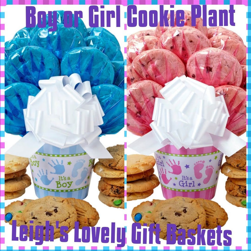 Welcome the new baby with this bouquet of twelve assorted gourmet cookies arranged in a decorative melamine pot and trimmed with a big white ribbon bow. 