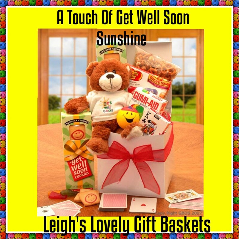White gloss gift box holds a delightful mix of gifts to cheer up your student whose feeling under the weather. Includes Playing Cards,Get Well soon teddy Bear,Gummy Aid Gummy Band Aides,Smiley Face Stress Ball, Jelly Belly Asst Jelly Beans,Get Well Soon shortbread, cookies, and crunchy caramel corn