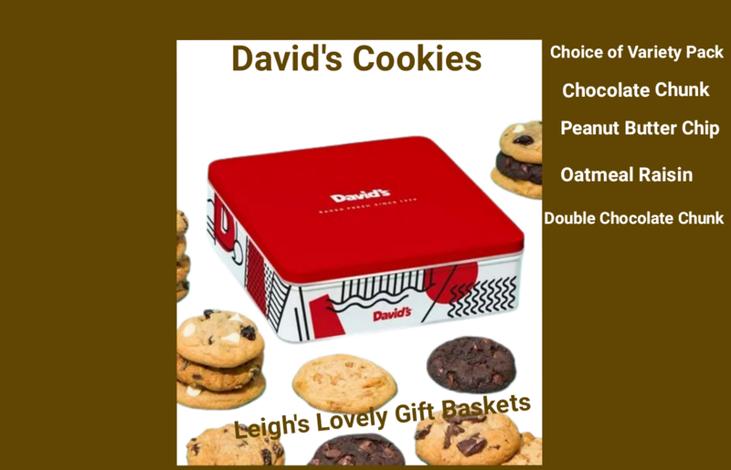 David's Kosher Certified Cookies arrive in printed tins with 12 cookies,  Choose from the variety pack of assorted flavored gourmet cookies, or from single variety tins of four popular flavors! 