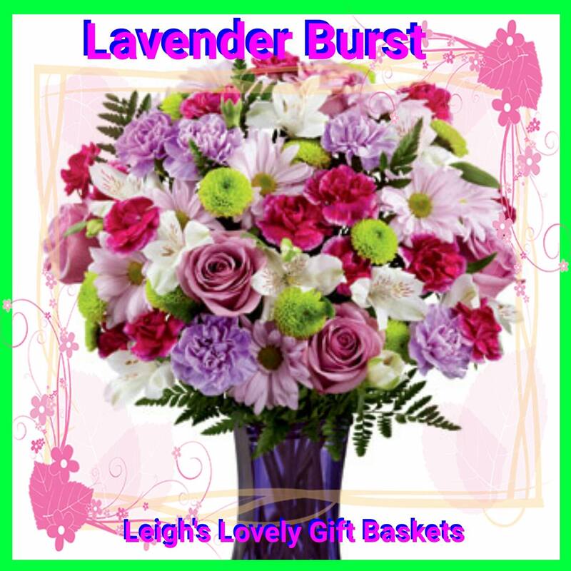 Colorful Celebration Bouquet features Red Carnations,Yellow Daisies,Purple Monte Casino and
Green Button Poms arranged in a glass vase trimmed with rainbow colored ribbons. Available in three sizes. Same Day Delivery Service available Monday- Friday. Order before 10 am EST. 
 