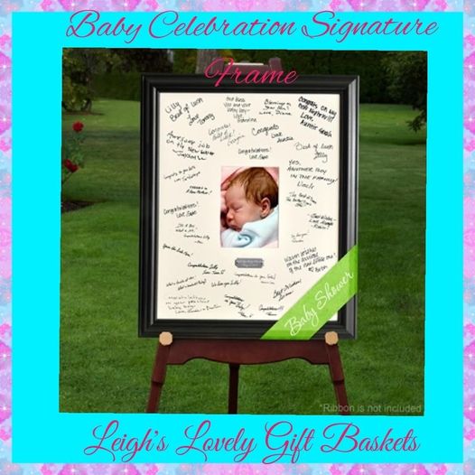 Baby Shower guests sign the mat and add their messages for the new baby and family. Add baby's first photo later and hang in the nursery for a timeless memory! Personalize brushed silver plate with baby's name and birthdate.