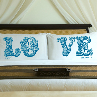 Couples Pillow Case Set with Victorian Love Letters