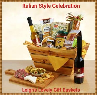 Italian Style Celebration $139.99 Italian Meal Wooden Crate style basket with cutting board. 