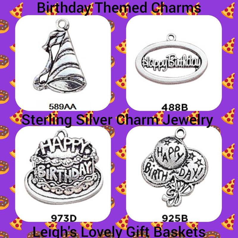 Sterling Silver charms in birthday themes to celebrate her special day! 