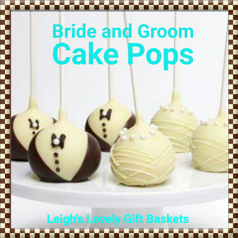 Luscious and moist cake pops dipped in Belgian Chocolate and detailed to resemble a Bride and Groom! Perfect treat for Weddings and Anniversaries. Next Day Delivery AvailableClick here to connect to Leigh's online gift boutique. 
Select Chocolate Covered Treats from the Shop Menu

