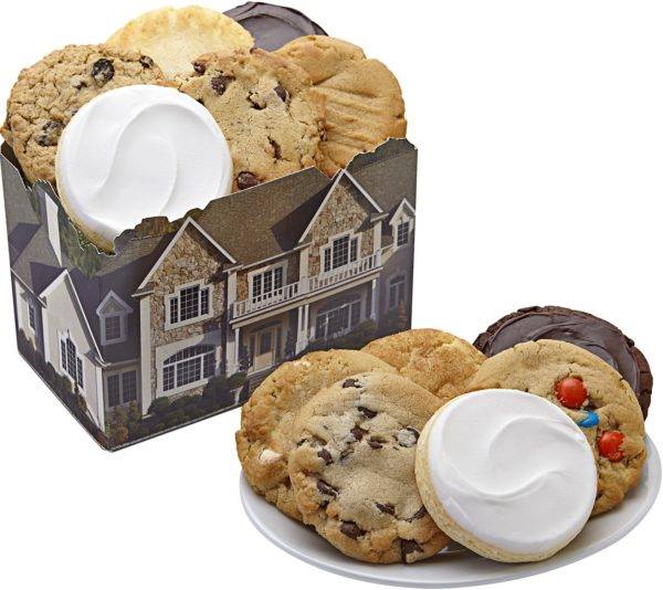 Welcome them to their new home with this beautiful house gift box filled with twelve delicious assorted gourmet flavored cookies. 
