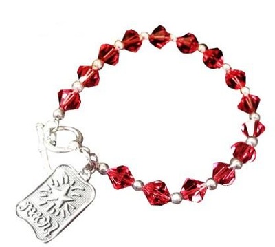 Genuine Swarovski Birthstone Crystal Bracelet w/ FREE Charm  $54.99  
A beautiful interplay of  Genuine Swarovski Birthstone Crystals and polished Sterling Silver beads with Sterling Silver toggle closure.  Includes a free Inspirational Charm. 