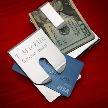 Polished Clever Money Clip  $25.99 Lightweight and durable money clip with brushed finish. Personalize with two lines of up to 15 characters each.