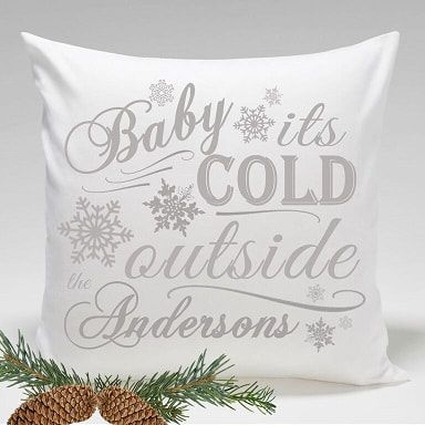 White 16 x16  square pillow with zipper off cover. Available in 13 holiday designs. Personalization is Free! 