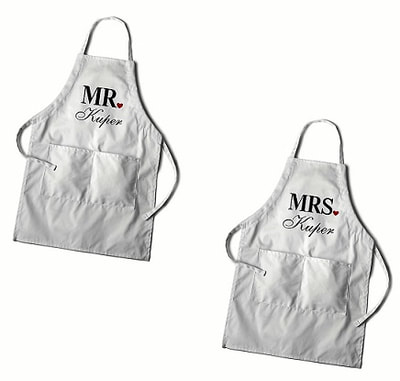 NEW Couples White Apron  $54.99 Choice of three designs 