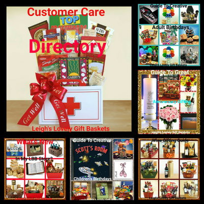 Photo Collage Link  connects to Leigh's Customer Care DIrectory  for gift guides, Customer Service and more!i