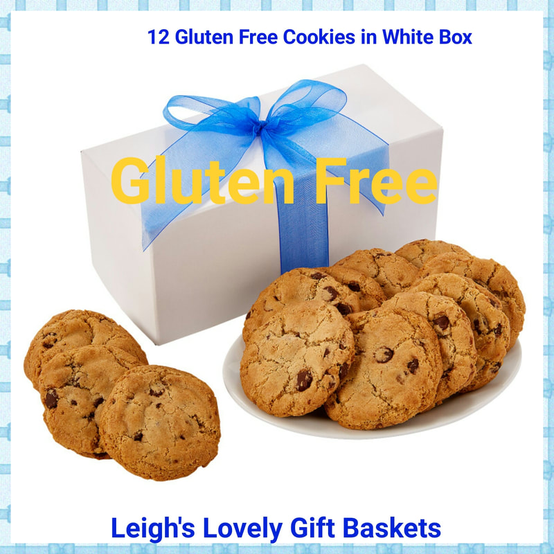 12 Gluten Free Cookies in White Box  

Gluten sensitive doesn't mean you have to sacrifice flavor. This classic white bakery box is filled with delicious gluten free chocolate chip cookies. Perfect for any occasion! 