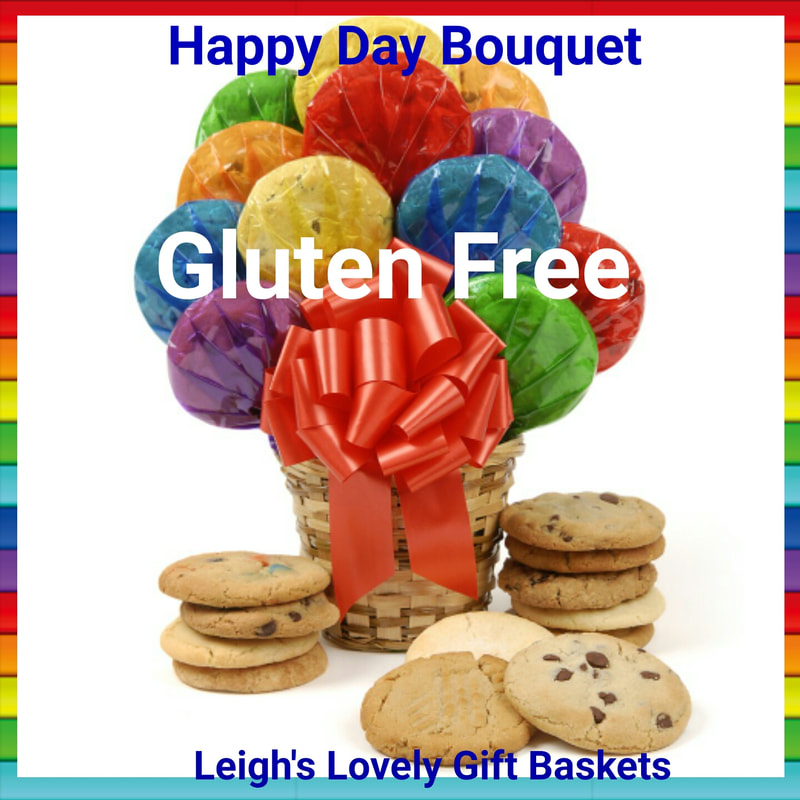 12 Gluten Free Happy Day Bouquet 
These colorfully wrapped scrumptious 12 gourmet chocolate chip cookies arranged in a wicker basket will make someone's day a little sweeter. Perfect for any occasion! 