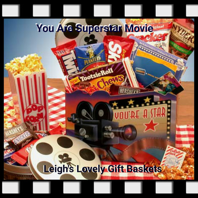 Movie theater gift box with Tootsie Rolls Candies ,Cracker Jacks
Twizzlers. Planters Peanuts.Skittles
Act II Buttery Movie Popcorn and
Snyder's Pretzels