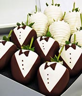 Bride and Groom themed Chocolate Covered Strawberries with Next Day Delivery Service