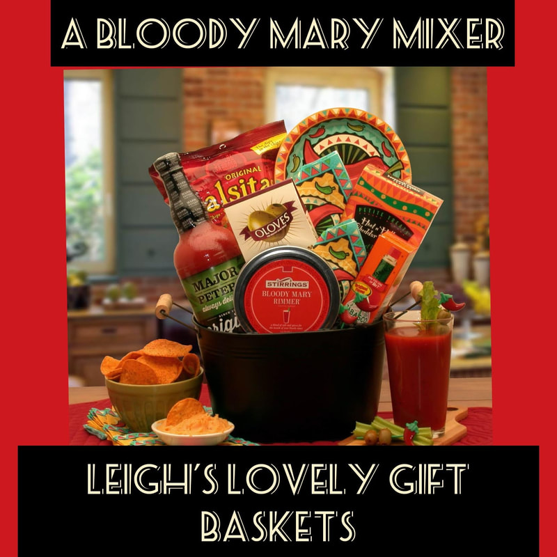 Black metal oval tub, is filled with everything you need to create the perfect Bloody Mary and serve with snacks!  Includes Major Peters loaded Bloody Mary Mix, spicey Bloody Mary rimmer seasoning, classic Tabasco hot sauce, pimento stuffed olives, tortilla chips, bacon cheese dip, Hot popper cheese straws, chili pepper drink napkins, chili pepper snack plates, chili pepper picks.