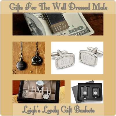 Money clips, wallets, pocket watches, cufflinks and other personalized accessories for men