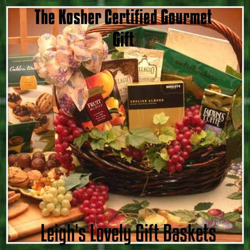 The Kosher Certified Gourmet Gift
The Kosher Gourmet Gift Basket delivers all your favorite kosher sweets, treats and traditions in a beautiful 16 inch dark stained basket. Goodies galore will tempt the taste buds of your kosher friends, while strictly adhering to their dietary requirements. Show them how much you care by sending the Kosher Gourmet Gift Basket.

Kosher Certified Seal on Basket

16" Dark Stain Basket
Mixed Dried Fruit
Buckley's Buttery Almond Toffee
Bellagio Chocolate Cream cocoa
Fairwinds French Vanilla Coffee
Alaska Smoked Salmon Fillet
8.5 Asst Chocolate Truffles
2-Stone Wheat Crackers
Golden Walnut Fudge Filled Shortbread Cookies
Bellagio Cappuccino
Rye Bread Loaf