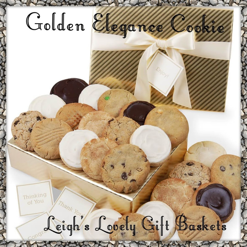Elegant gold box is filled one dozen assorted gourmet cookies. A variety of sentiment tags are available to complete your gift .